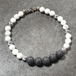 Load image into Gallery viewer, unisex 101 - GEMSTONES & STEEL  - Howlite/Lava