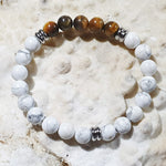 Load image into Gallery viewer, unisex 202 - GEMSTONES & STEEL - Howlite & Tiger'S Eye