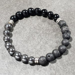 Load image into Gallery viewer, unisex 204 - GEMSTONES & STEEL - Lava + Onyx + Hematite