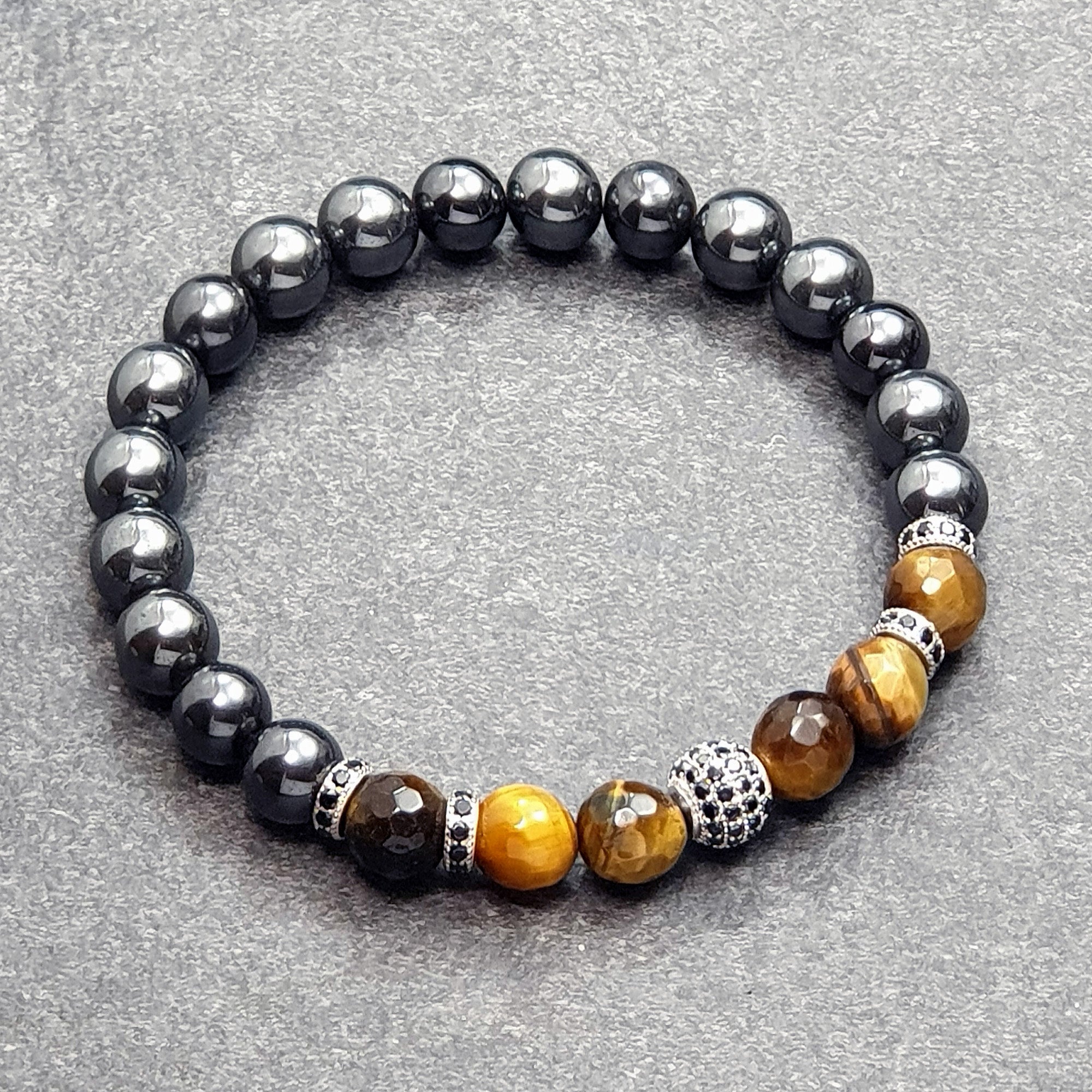 Venezia 002 - SILVER.925 - Gemstones: HEMATITE/TIGER's EYE