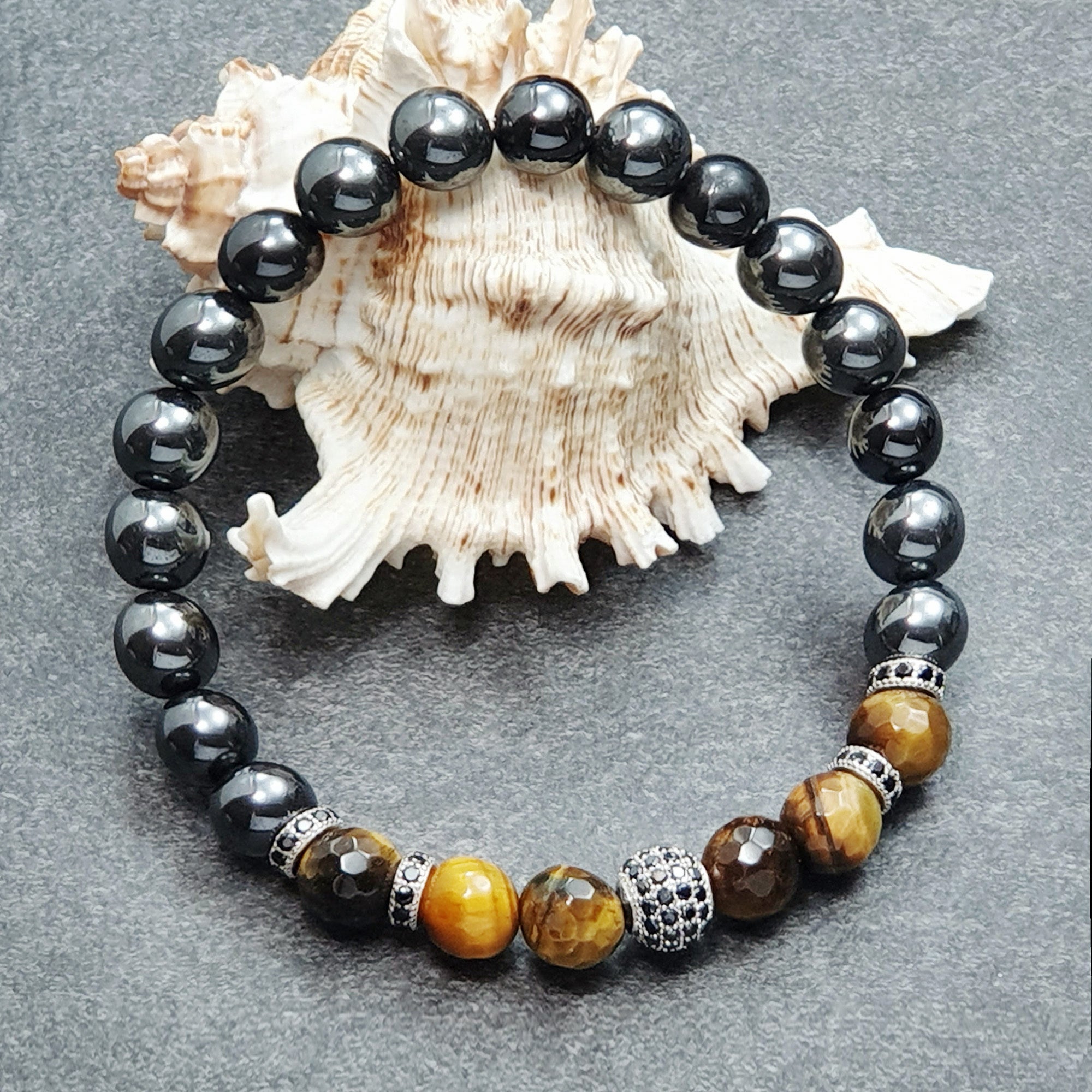 Venezia 002 - SILVER.925 - Gemstones: HEMATITE/TIGER's EYE