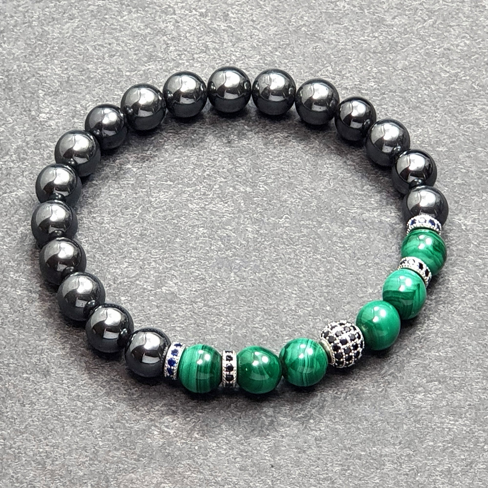 Venezia 003 - SILVER.925 - Gemstones: HEMATITE/MALACHITE