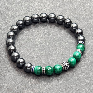 Venezia 003 - SILVER.925 - Gemstones: HEMATITE/MALACHITE