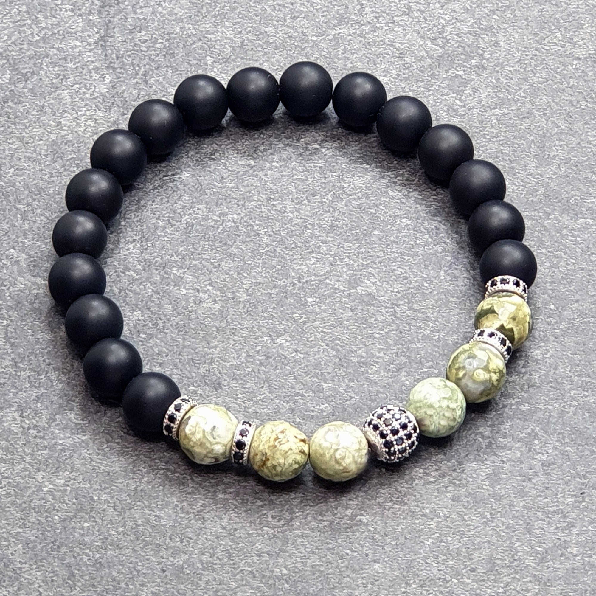 Bari 012 - SILVER.925 - Gemstones: ONYX/GREEN JASPER