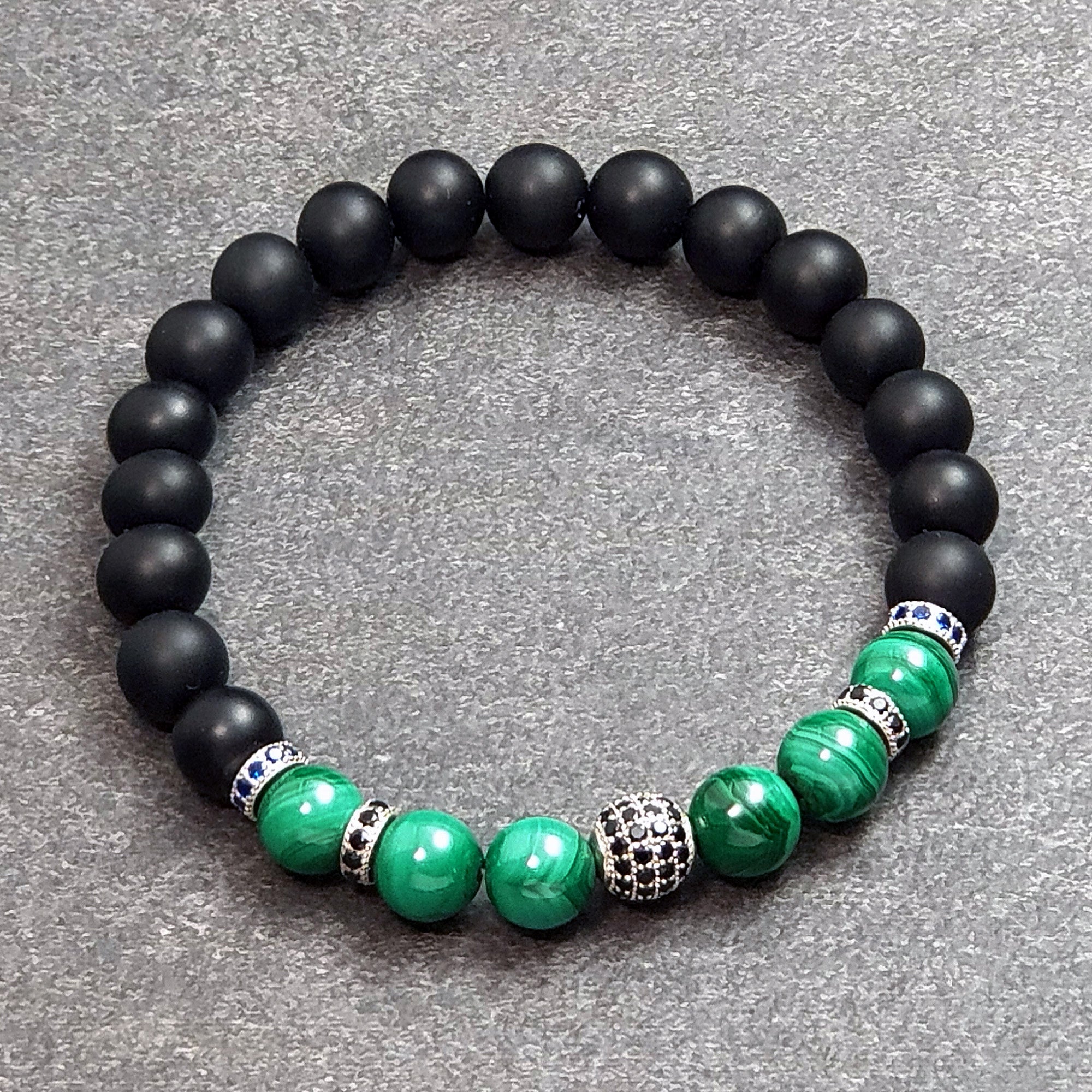 Bari 013 - SILVER.925 - Gemstones: ONYX/MALACHITE