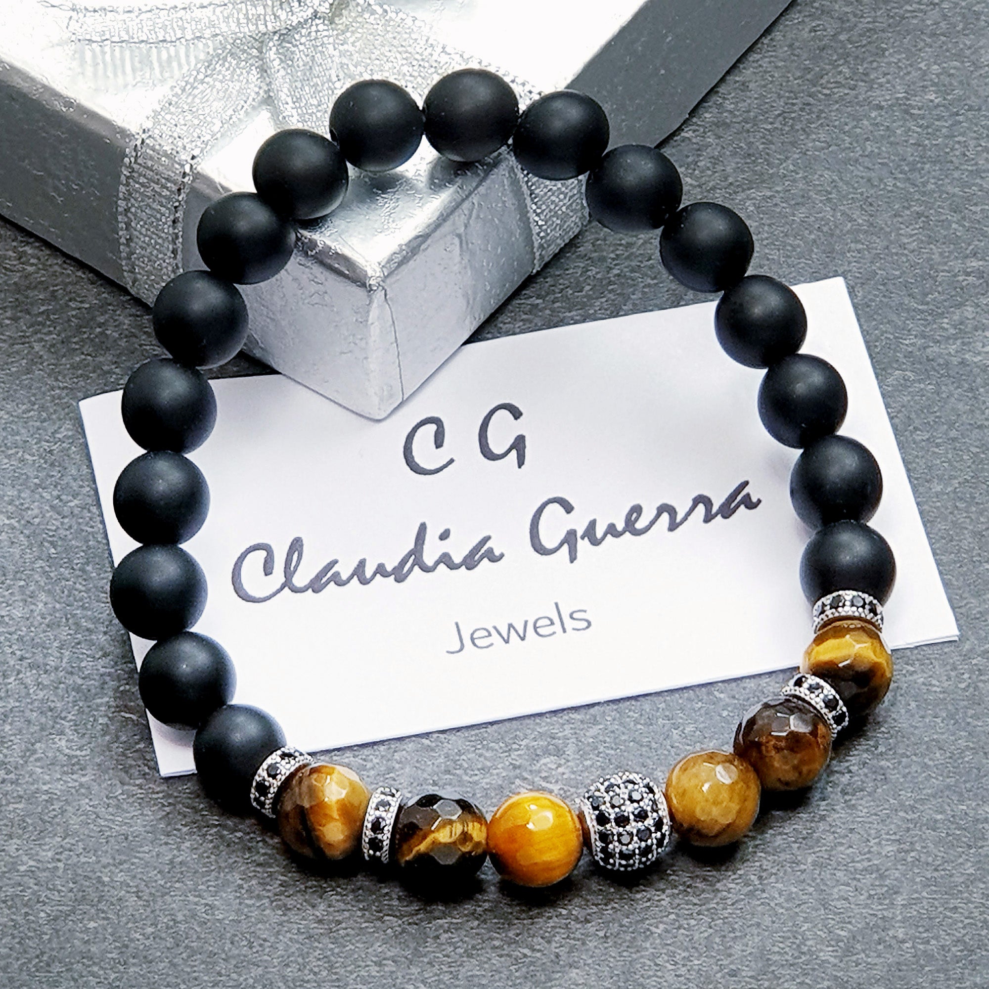 Bari 014 - SILVER.925 - Gemstones: ONYX/TIGER's EYE