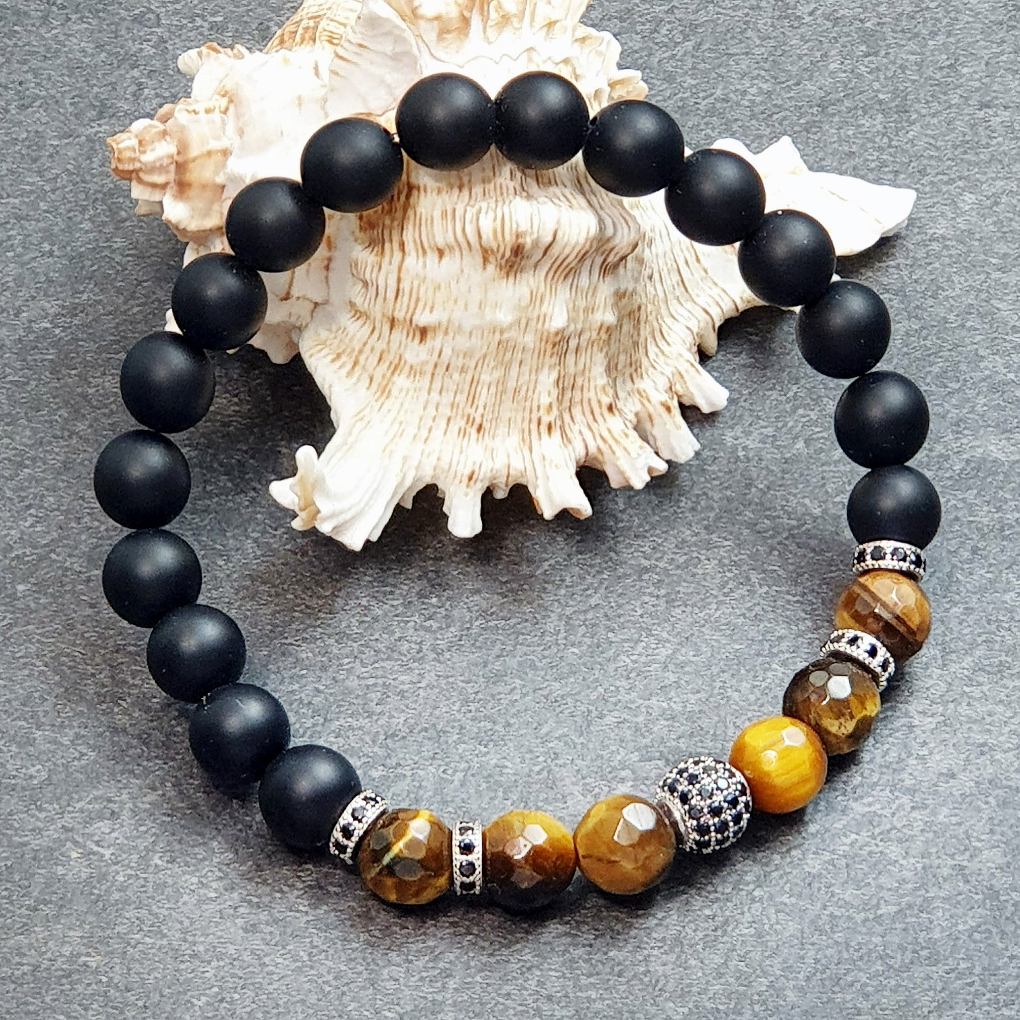 Bari 014 - SILVER.925 - Gemstones: ONYX/TIGER's EYE