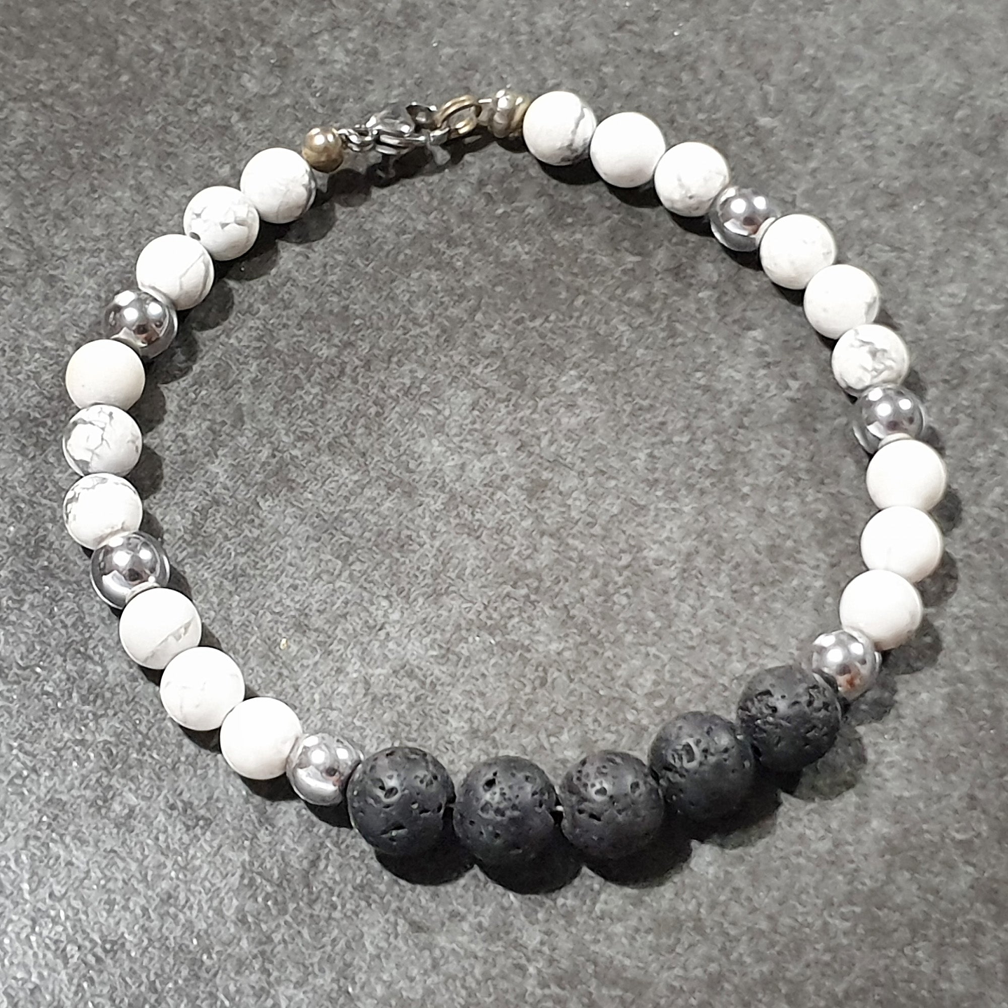 unisex 101 - GEMSTONES & STEEL  - Howlite/Lava