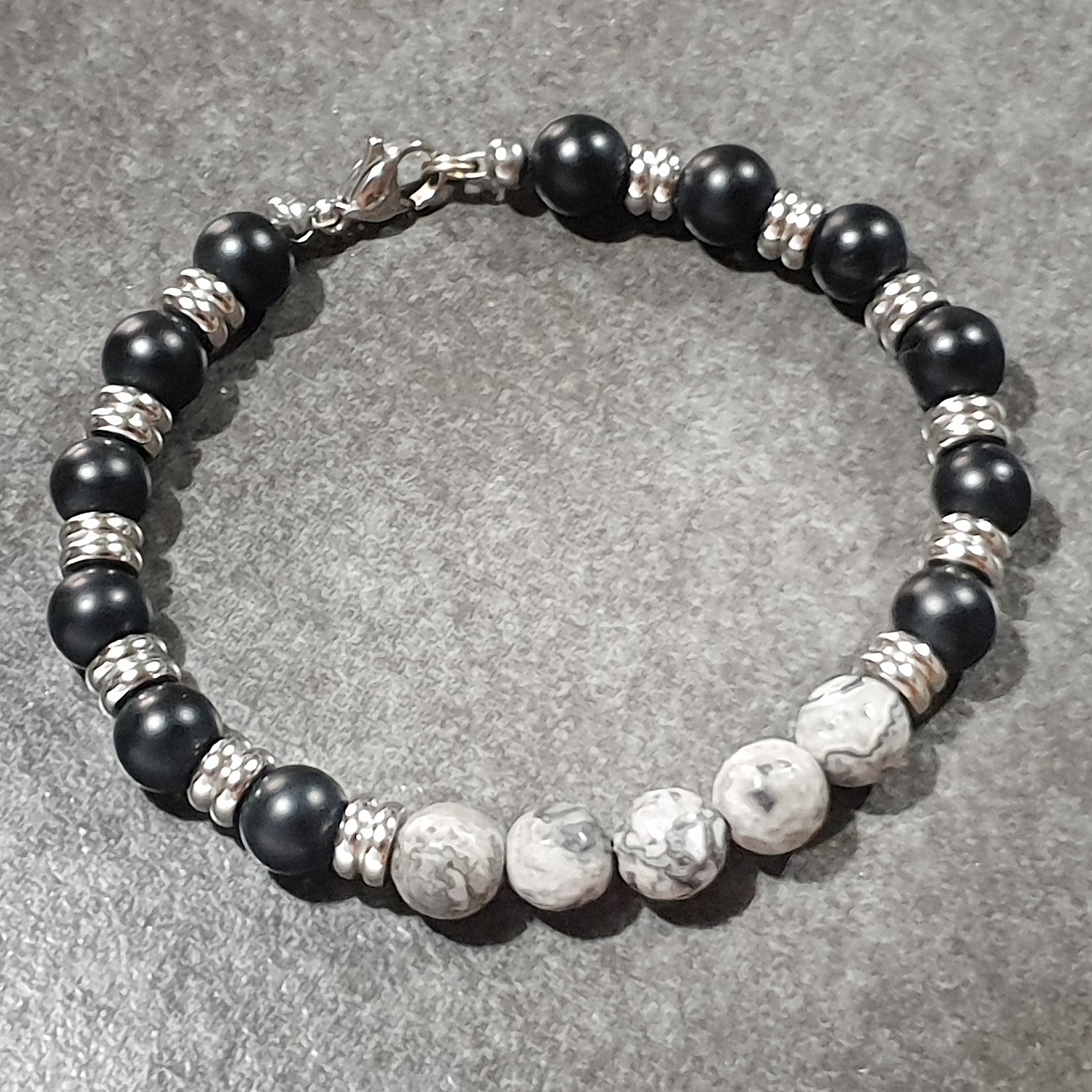 unisex 102 - GEMSTONES & STEEL - Onyx/Agate