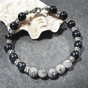 unisex 102 - GEMSTONES & STEEL - Onyx/Agate