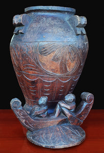 Hand carved - MANUNGGUL JAR - Wooden Sculpture, IFUGAO tribal Piece of Art.  Philippines