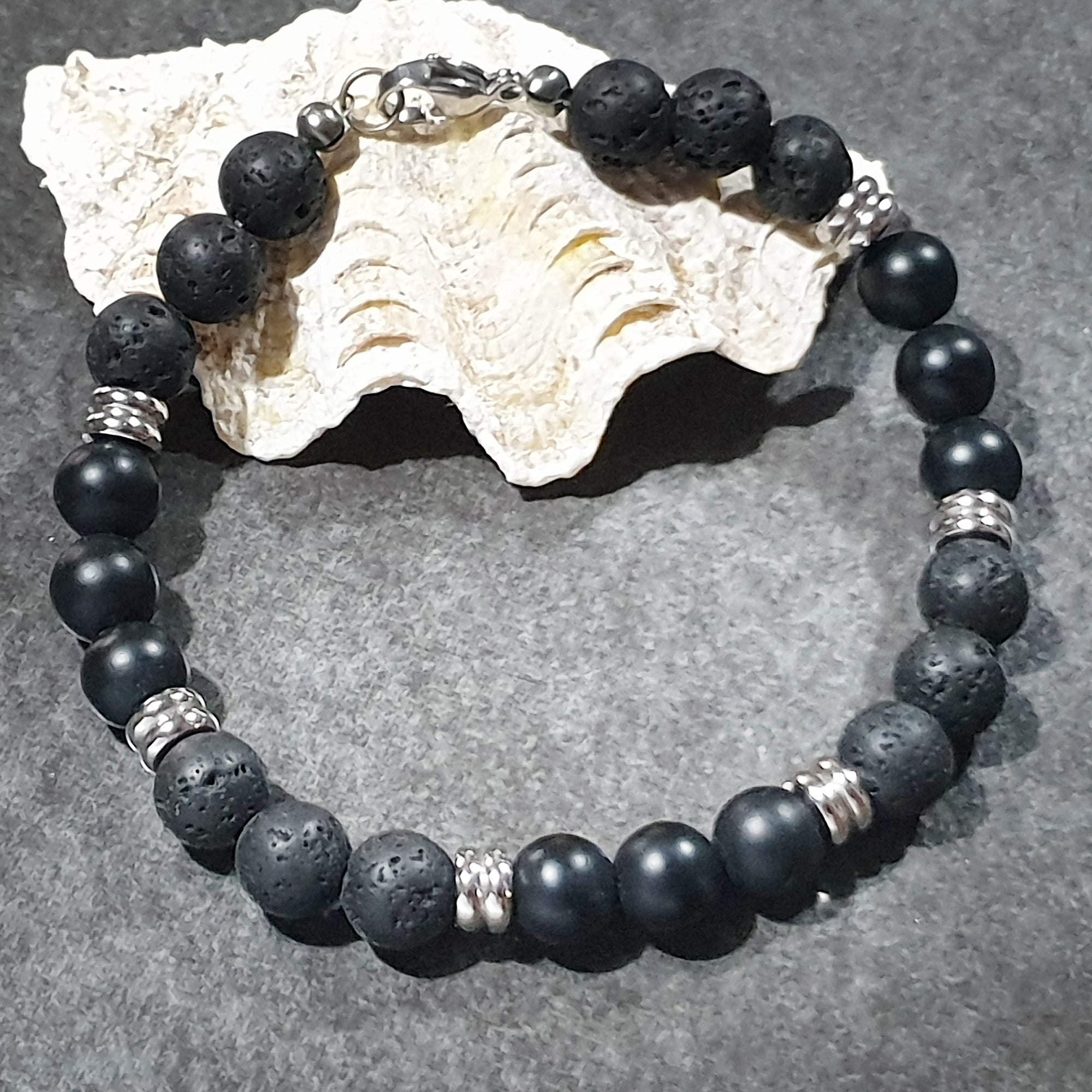 unisex 104 -  GEMSTONES & STEEL - Onyx/Lava