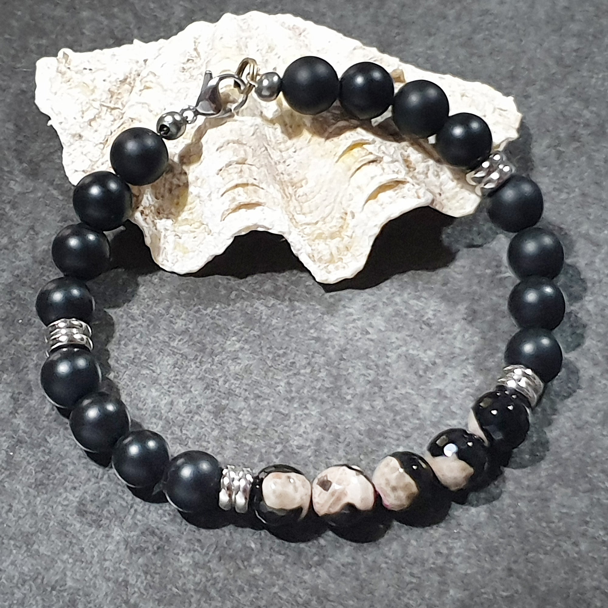 unisex 105 - GEMSTONES & STEEL - Onyx/BlackAgata