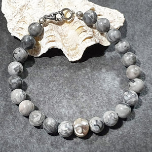 unisex 106 - GEMSTONES & STEEL - FOSSIL AGATE