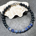 Load image into Gallery viewer, unisex 109 - GEMSTONES &amp; STEEL - Onyx/Sodalite
