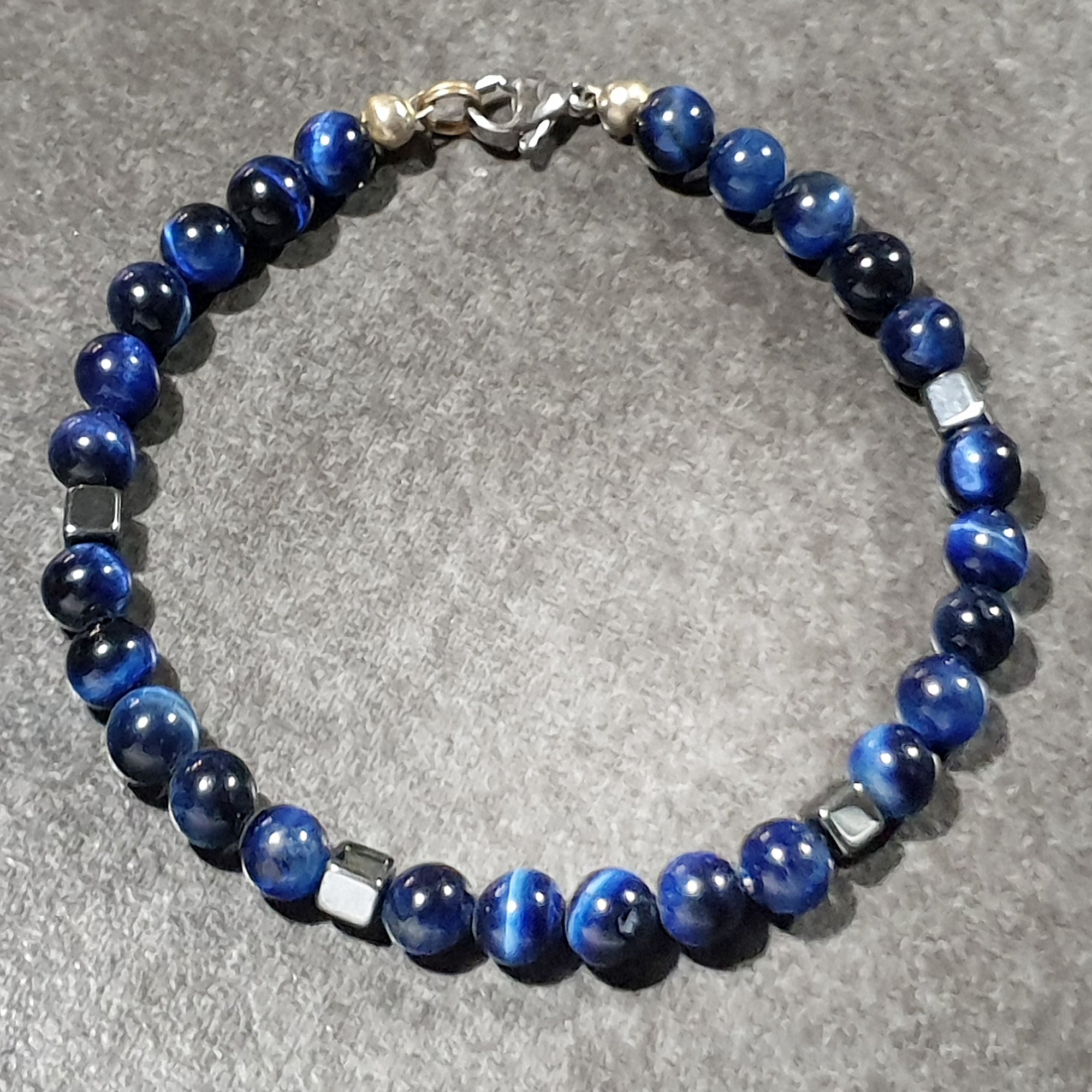 unisex 110 - GEMSTONES & STEEL - Tiger's eye blue