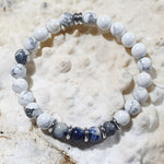 Load image into Gallery viewer, unisex 203 - GEMSTONES &amp; STEEL - Howlite + Sodalite
