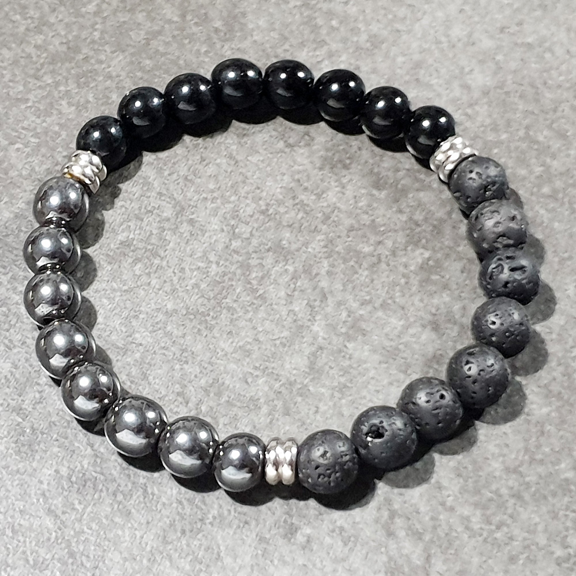 unisex 204 - GEMSTONES & STEEL - Lava + Onyx + Hematite