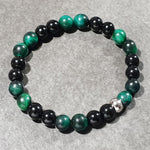 Load image into Gallery viewer, unisex 207 - GEMSTONES &amp; STEEL  - Onyx + Green Tiger Eye
