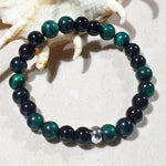 Load image into Gallery viewer, unisex 207 - GEMSTONES &amp; STEEL  - Onyx + Green Tiger Eye
