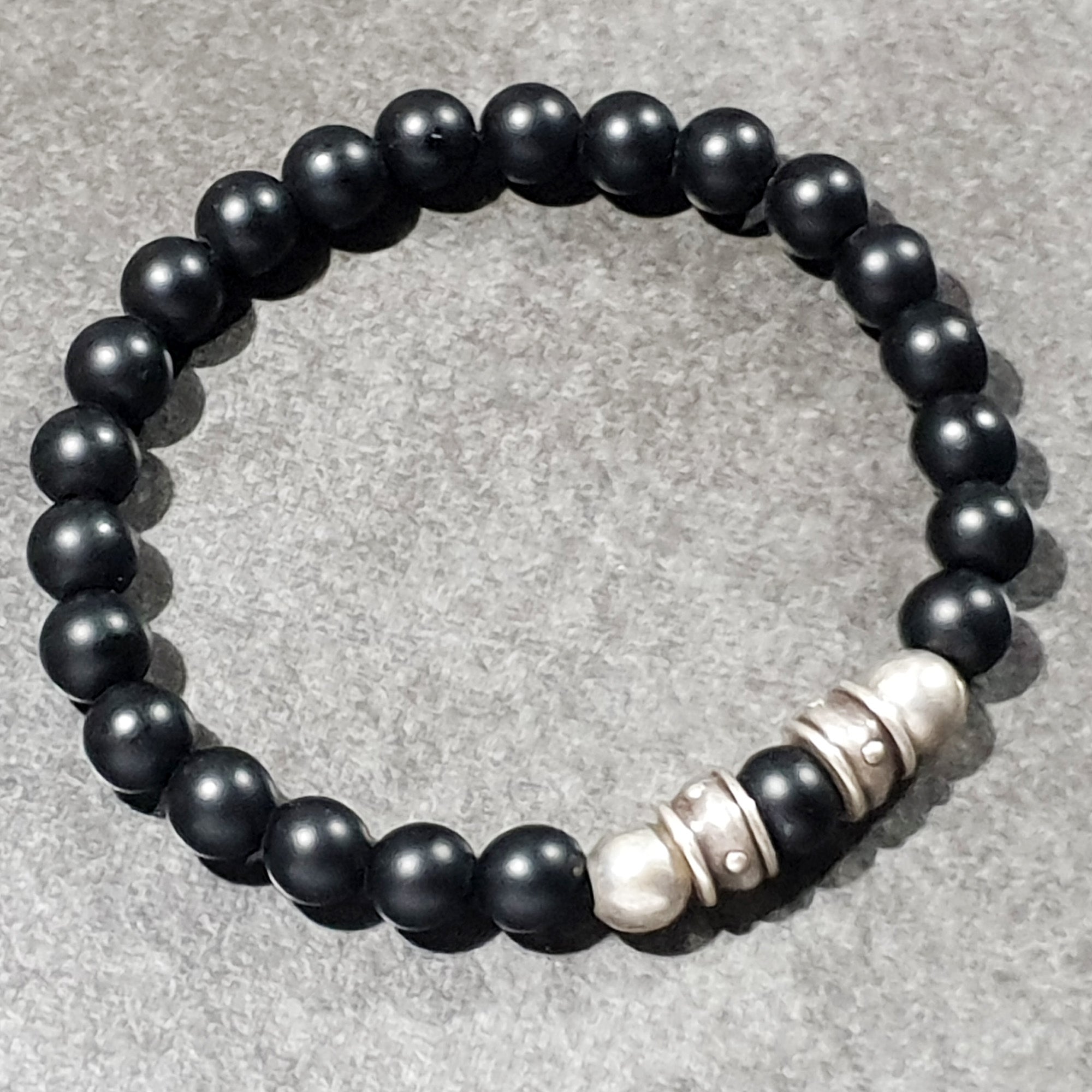 unisex 209 - GEMSTONES - Onyx + SILVER Plated brass