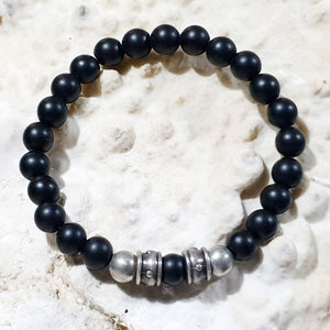 unisex 209 - GEMSTONES - Onyx + SILVER Plated brass