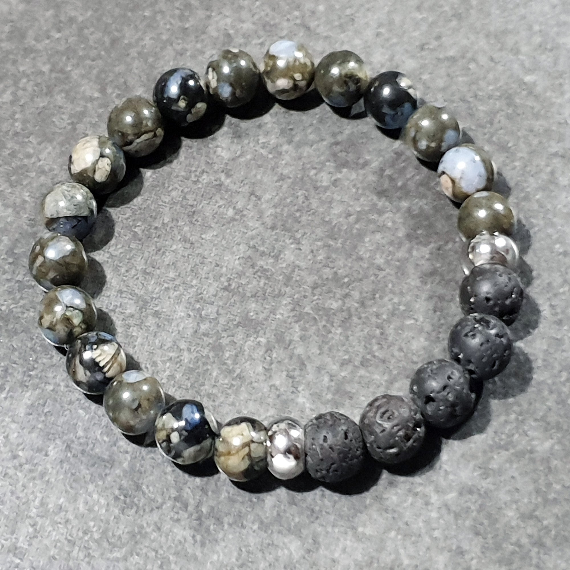 unisex 210 - GEMSTONES & STEEL - Black Lava + Sodalite