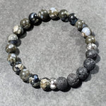 Load image into Gallery viewer, unisex 210 - GEMSTONES &amp; STEEL - Black Lava + Sodalite
