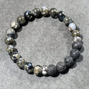 unisex 210 - GEMSTONES & STEEL - Black Lava + Sodalite