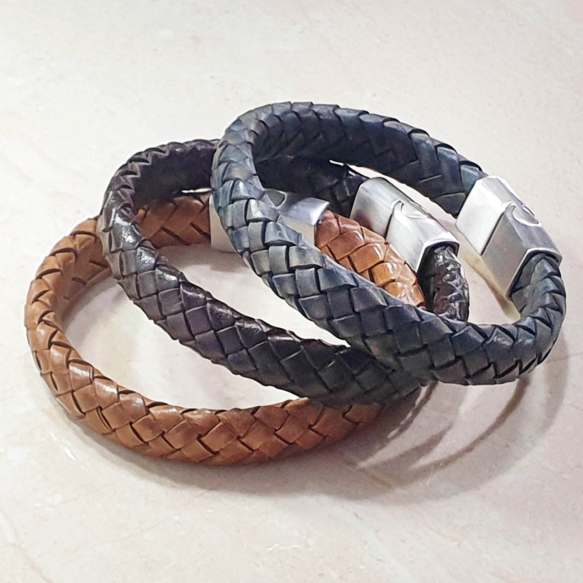 Men Bracelet - TRECCIA 411 - NATURAL LEATHER