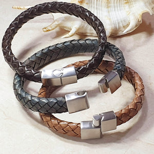 Men Bracelet - TRECCIA 411 - NATURAL LEATHER