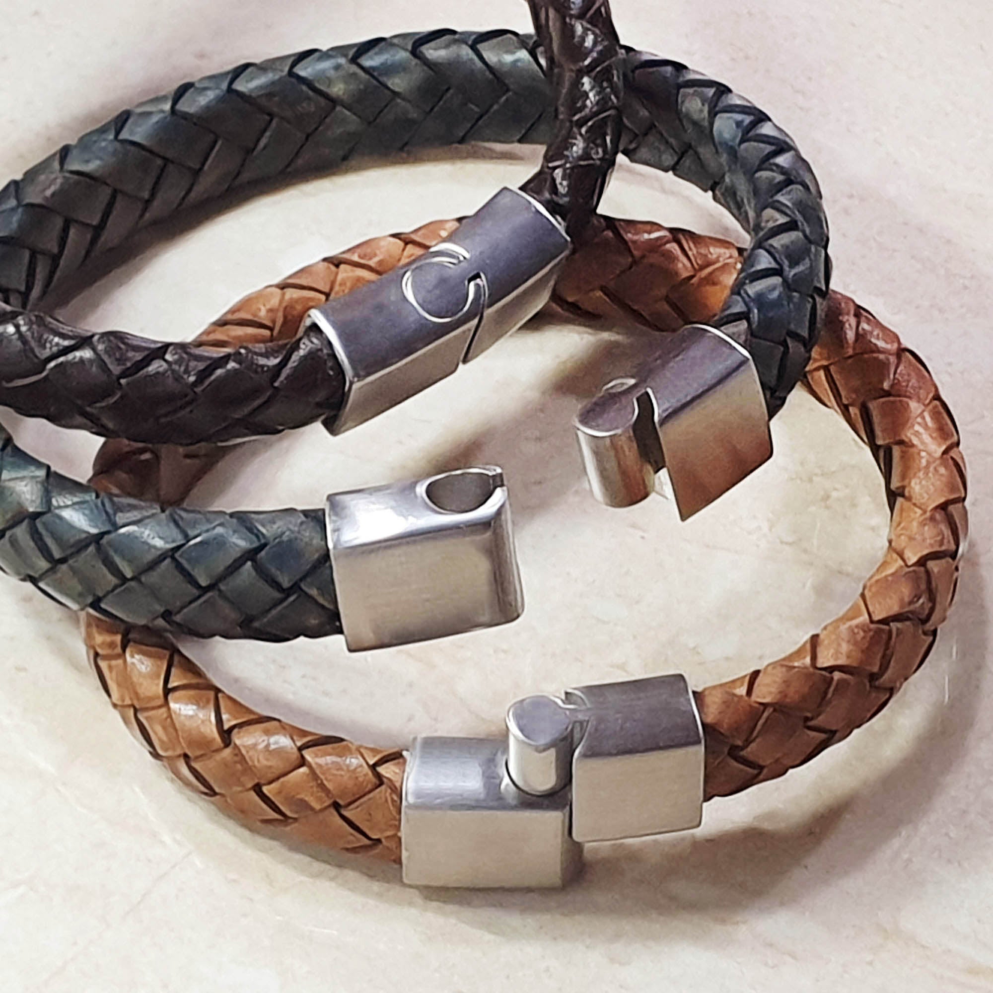 Men Bracelet - TRECCIA 411 - NATURAL LEATHER