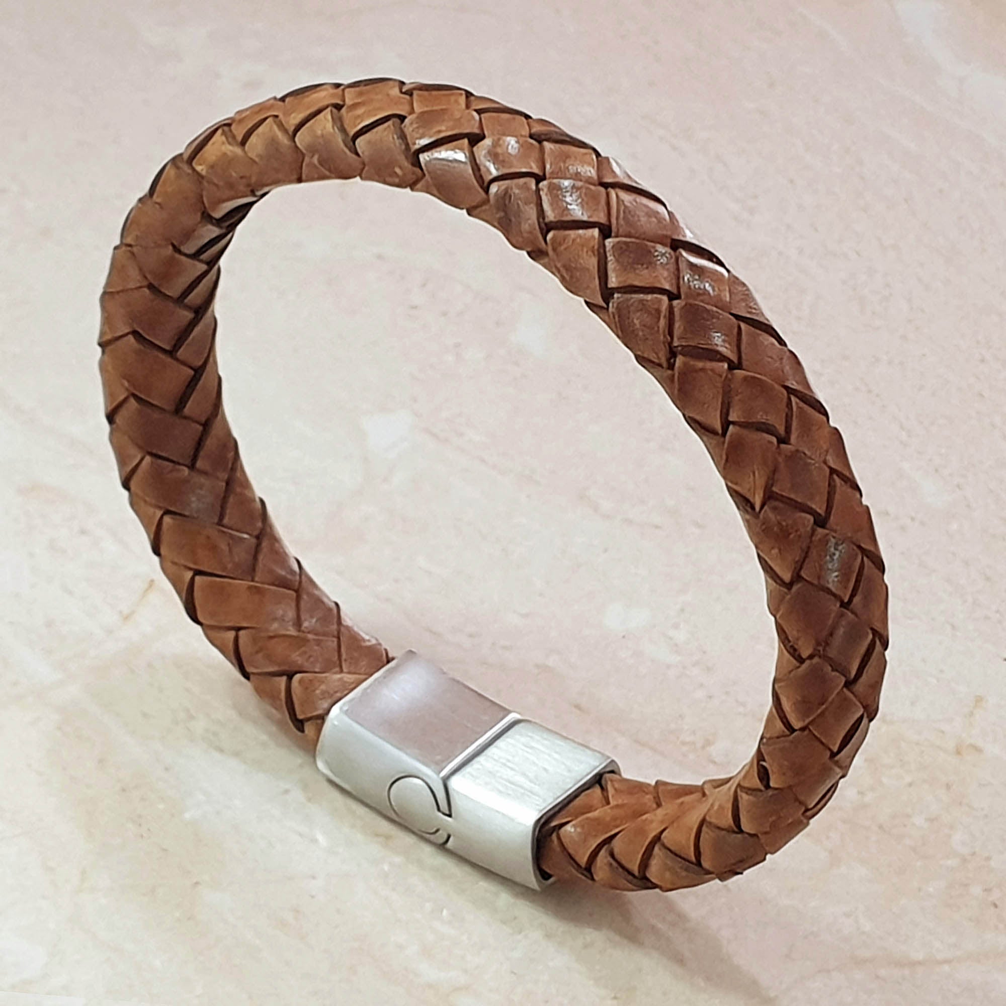 Men Bracelet - TRECCIA 411 - NATURAL LEATHER