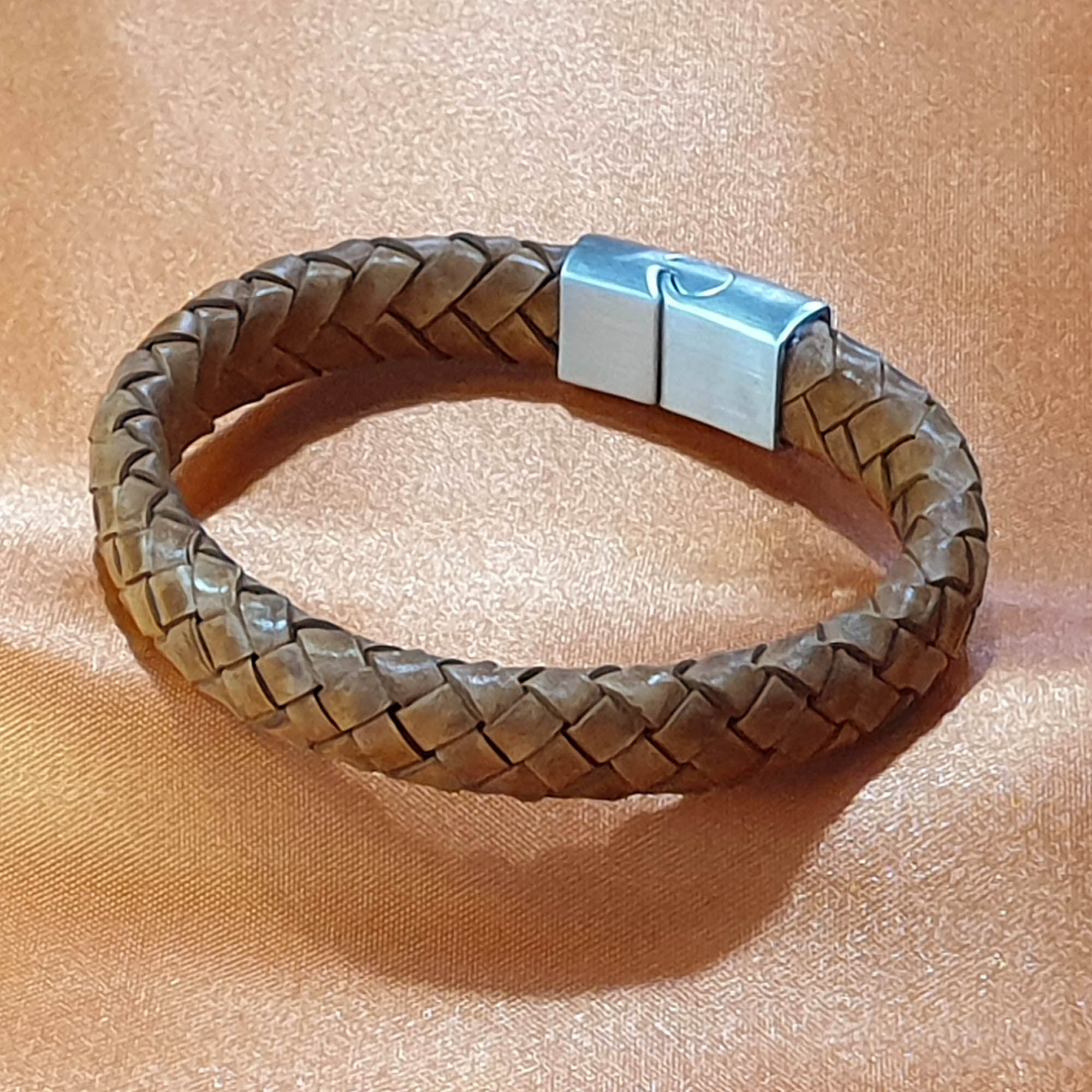 Men Bracelet - TRECCIA 411 - NATURAL LEATHER