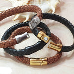 Load image into Gallery viewer, Men Bracelet - TRECCIA 421 - NATURAL LEATHER
