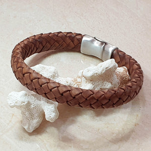 Men Bracelet - TRECCIA 421 - NATURAL LEATHER