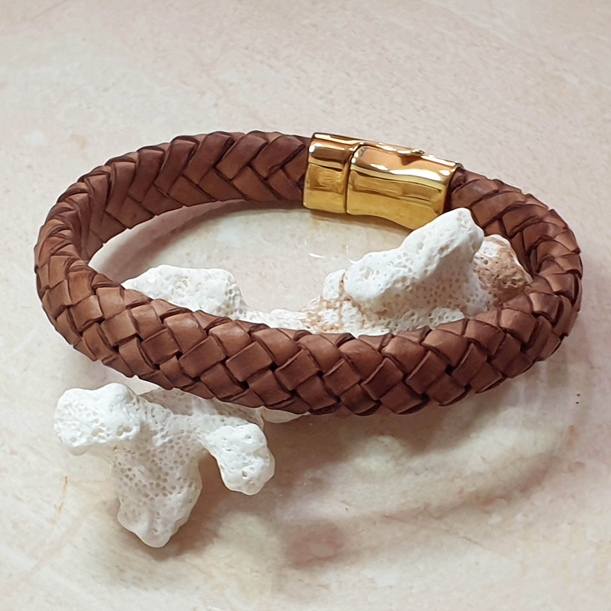 Men Bracelet - TRECCIA 421 - NATURAL LEATHER