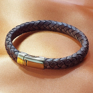 Men Bracelet - TRECCIA 421 - NATURAL LEATHER