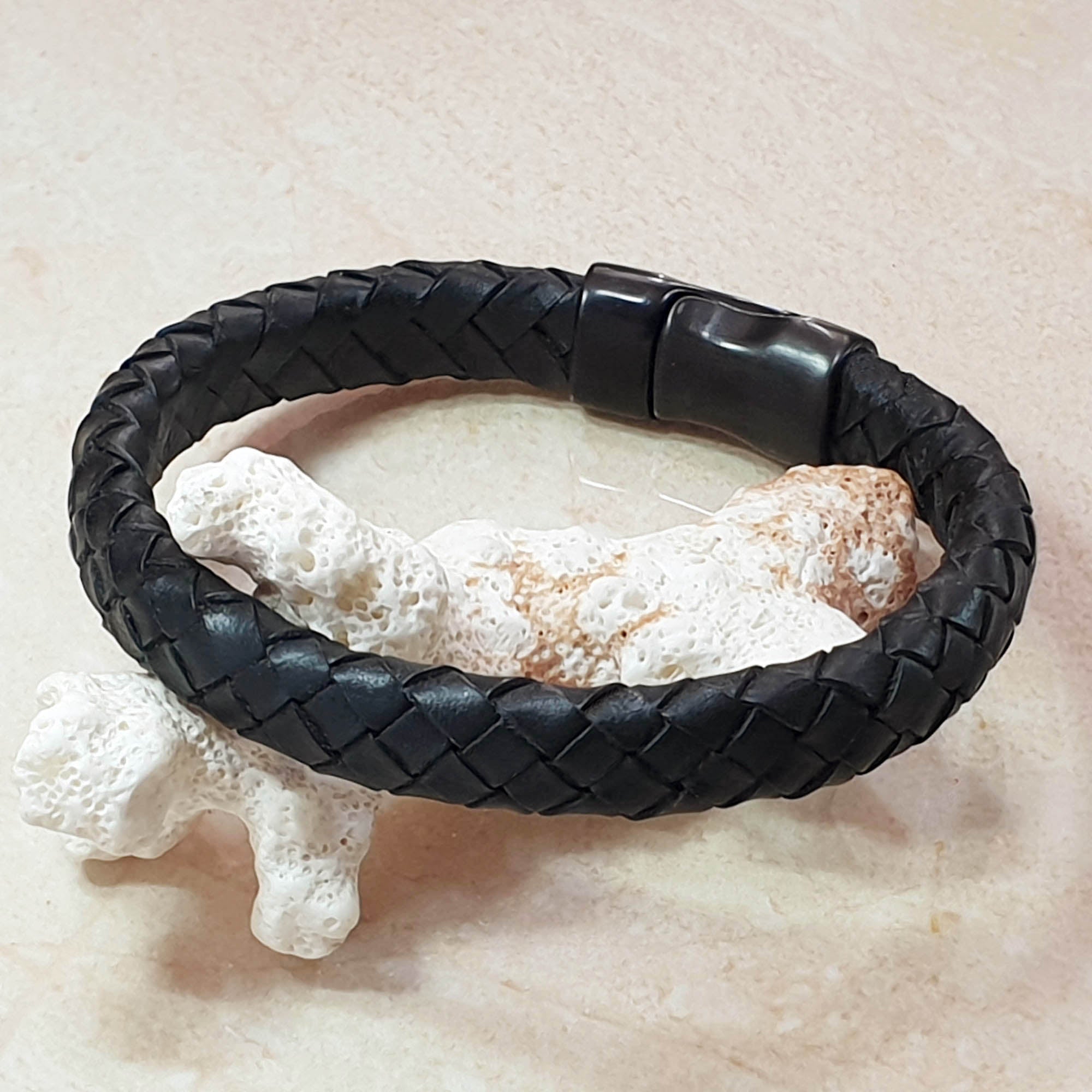 Men Bracelet - TRECCIA 421 - NATURAL LEATHER