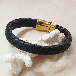 Men Bracelet - TRECCIA 421 - NATURAL LEATHER