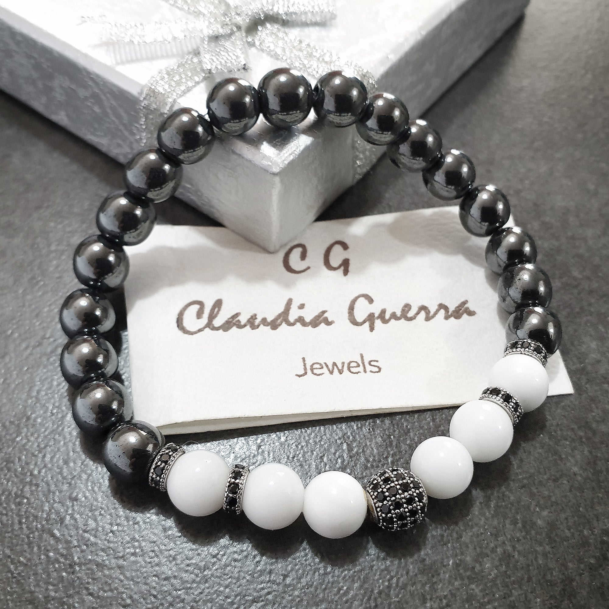 Venezia 001 - SILVER.925 - Gemstones: HEMATITE/AGATE